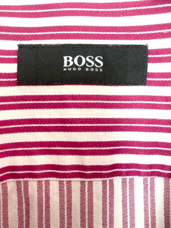 Hugo Boss Men's Red and White Stripe Dress Shirt Classic Fit Sz 16 1/2 (32/33) - Picture 4 of 9